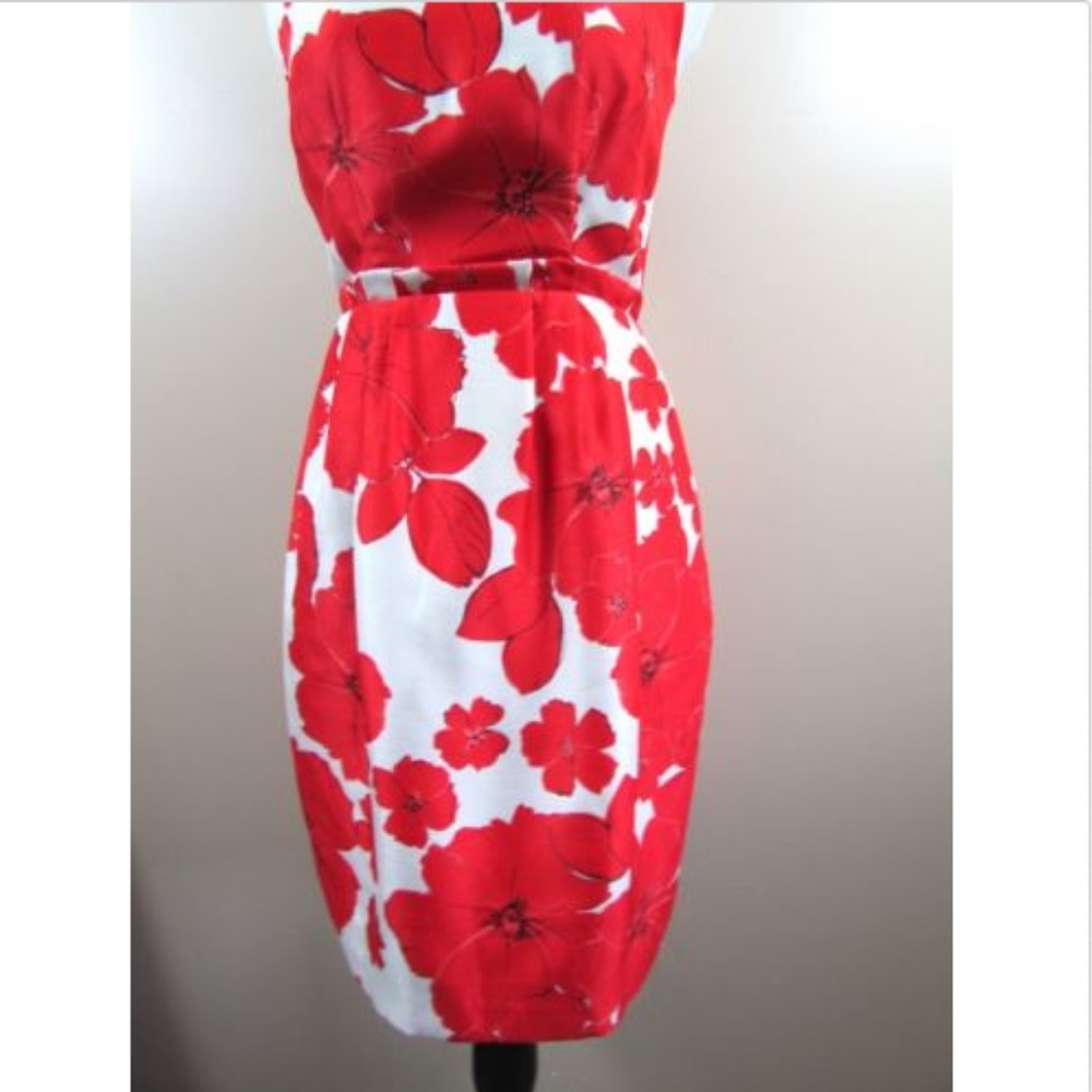 Eliza J Red Poppy Floral Cream White Sheath Dress - Picture 3 of 8
